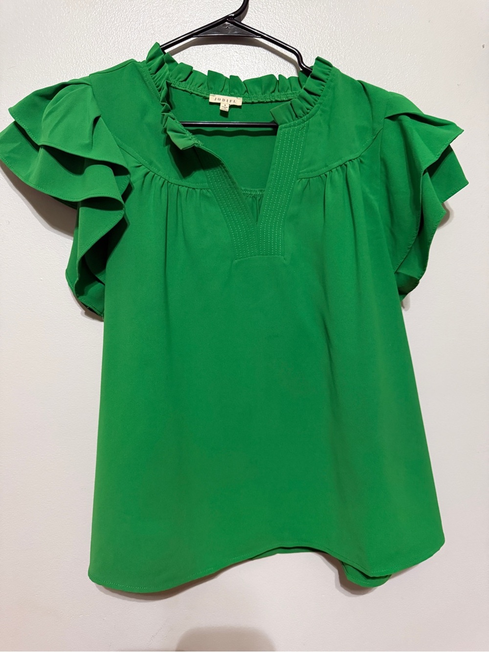 Joie Emerald Green Ruffle Sleeve Blouse